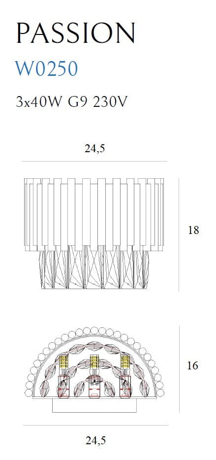 Maxlight Lampada da parete Passion W0250 Oro