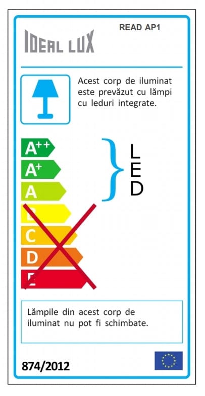 IdealLux Lampada da parete Read AP1 Nero
