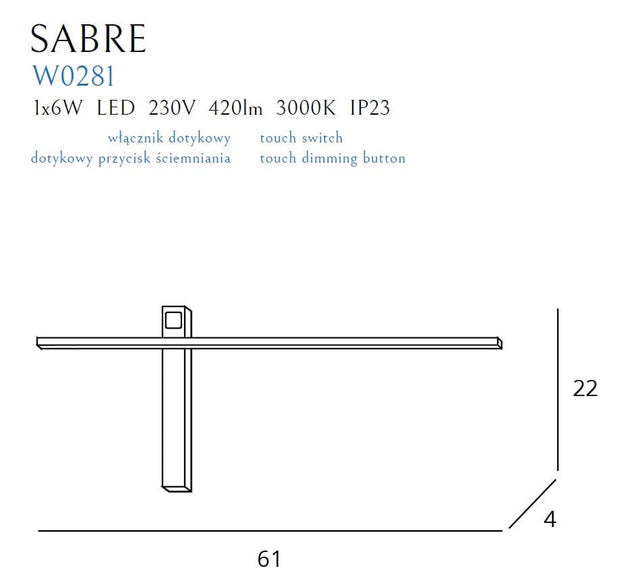 Maxlight Lampada da parete Sabre W0281 Nero