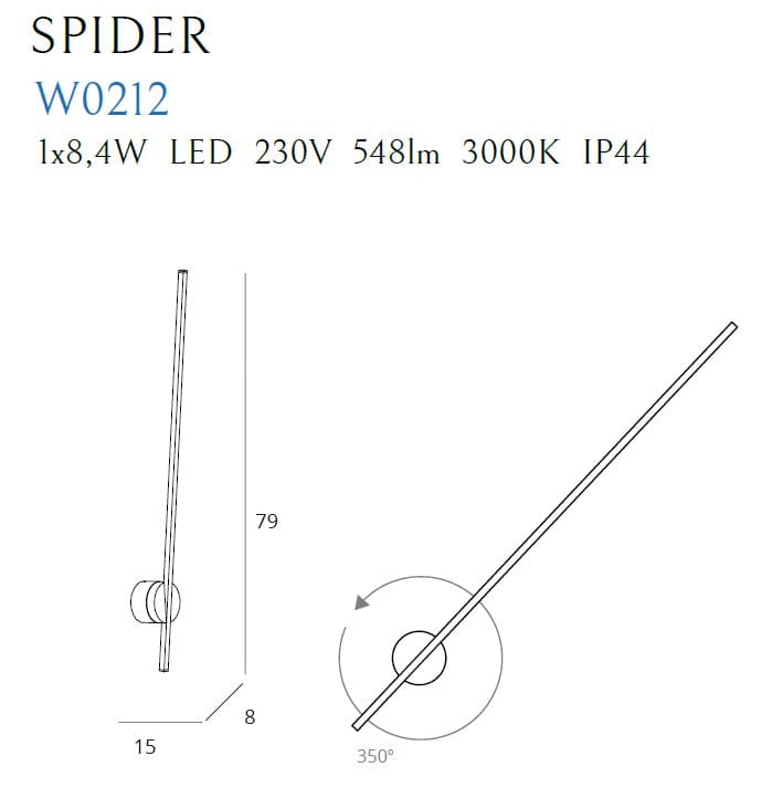 Maxlight Lampada da parete Spider W0212 Bianco
