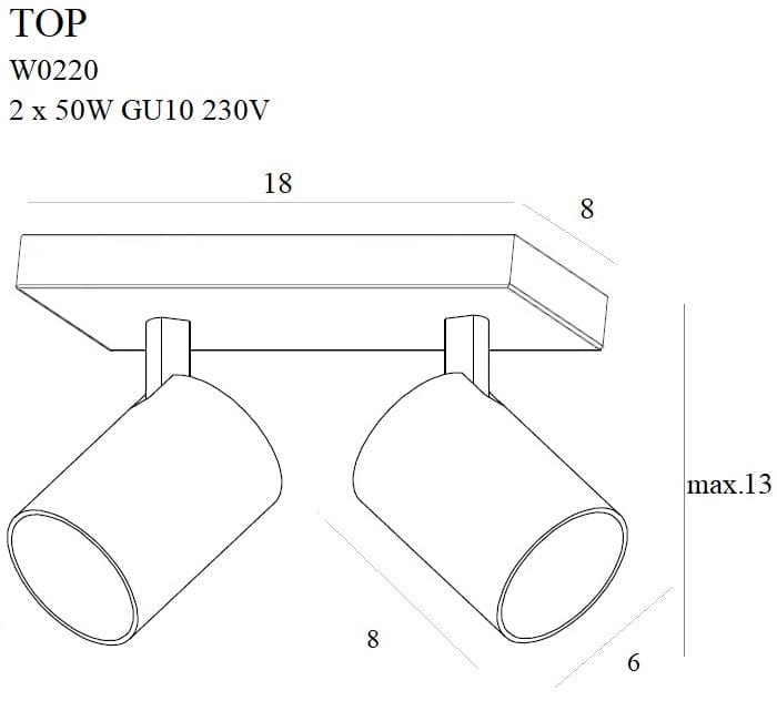 Maxlight Lampada da parete Top W0220 Bianco