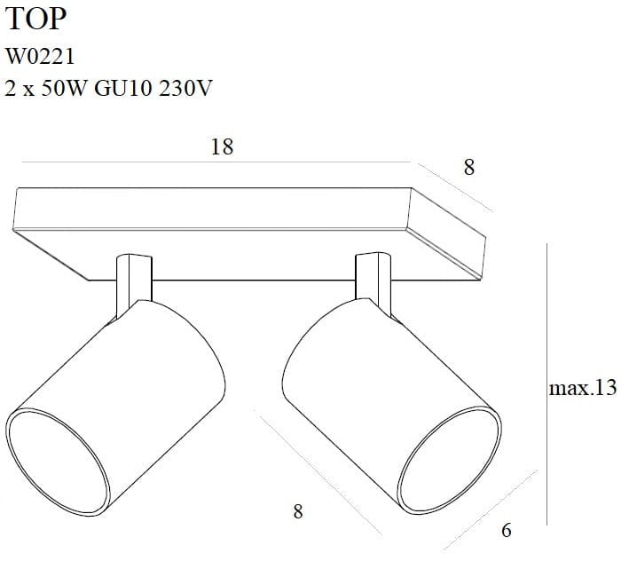 Maxlight Lampada da parete Top W0221 Nero