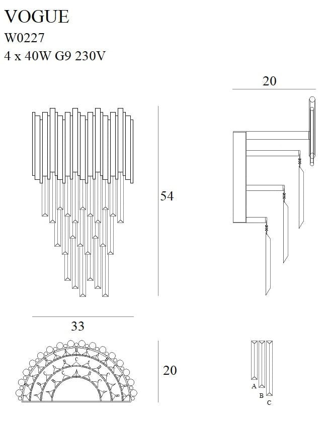 Maxlight Lampada da parete Vogue W0227 Oro
