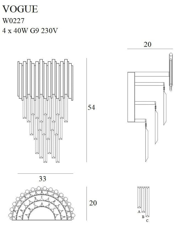 Maxlight Lampada da parete Vogue W0227 Oro
