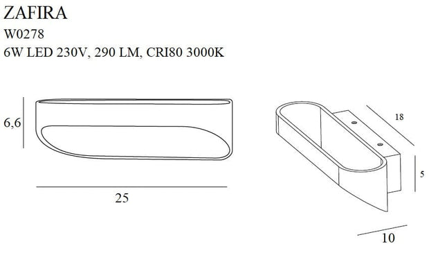 Lampada da parete Zafira W0278 Nero (1)
