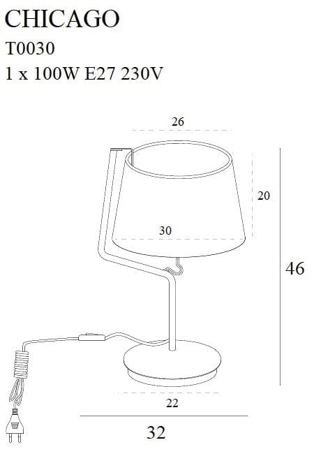 Maxlight Lampada da tavalo Chicago T0030 Cromo