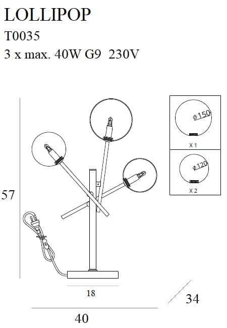 Maxlight Lampada da tavalo Lollipop T0035 Ottone