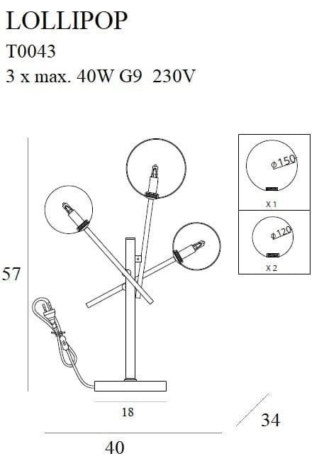 Maxlight Lampada da tavalo Lollipop T0043 Nero