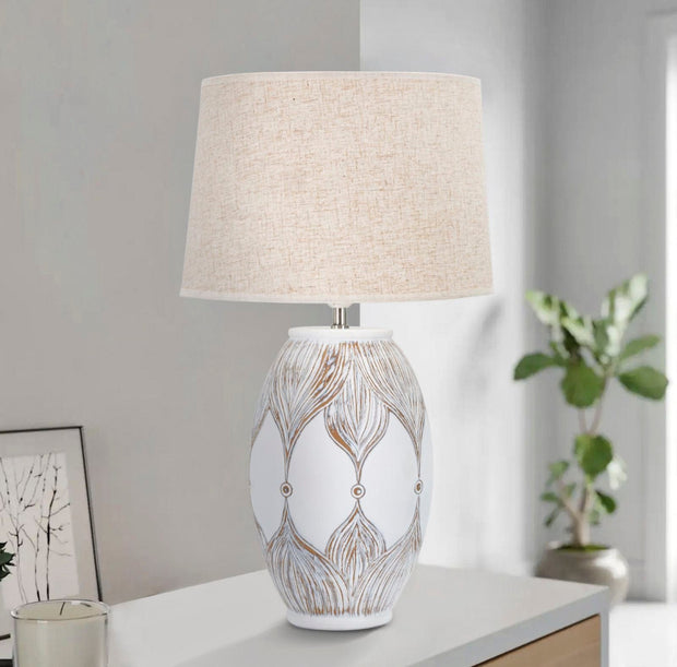 Lampada da tavalo Oval Atene Bianco (4)