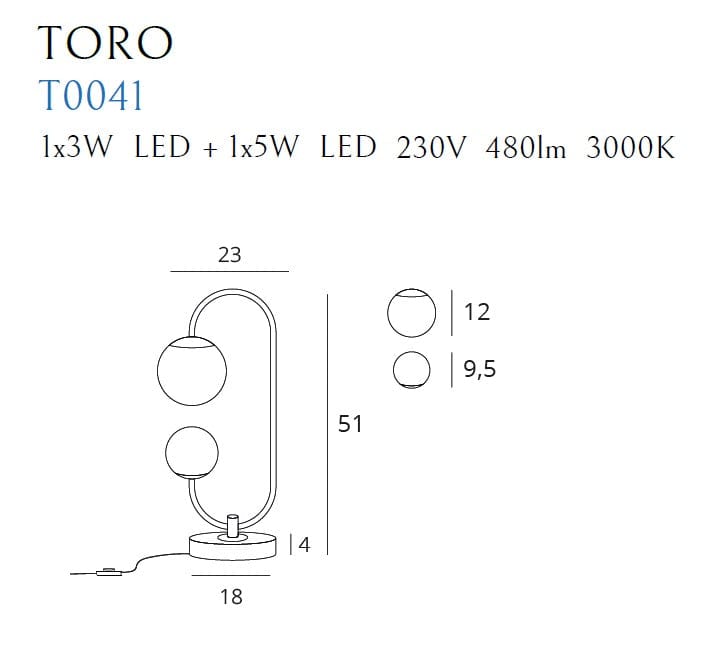 Maxlight Lampada da tavalo Toro T0041 Oro