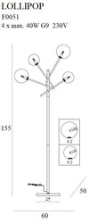 Maxlight Lampada da terra Lollipop F0051 Nero