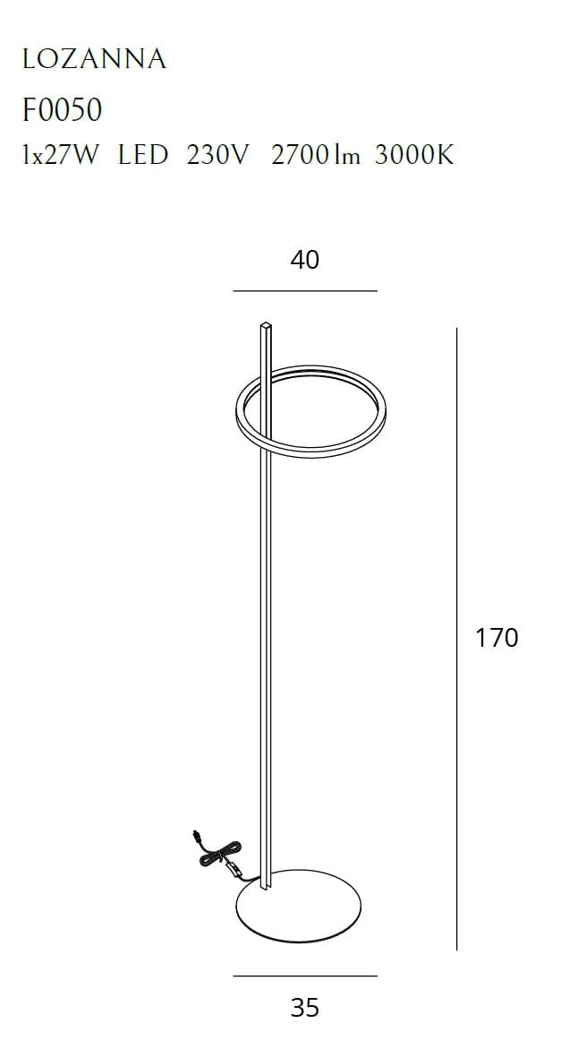 Maxlight Lampada da terra Lozanna F0050 Oro