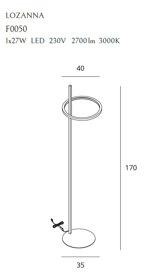 Maxlight Lampada da terra Lozanna F0050 Oro