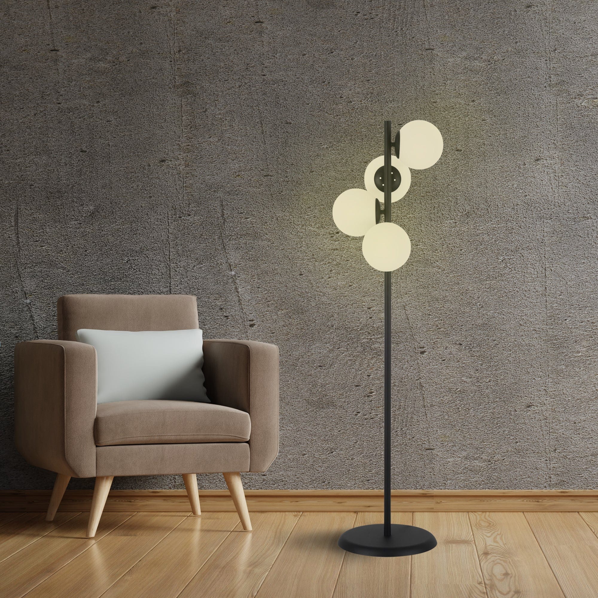 Oyo Lampada da terra Owl Bianco e Nero
