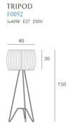 Maxlight Lampada da terra Tripod F0052 Nero