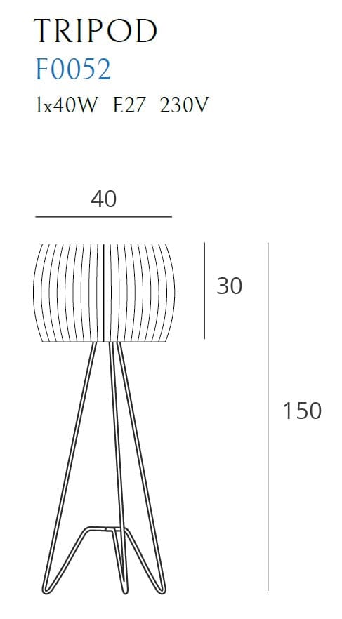 Maxlight Lampada da terra Tripod F0052 Nero