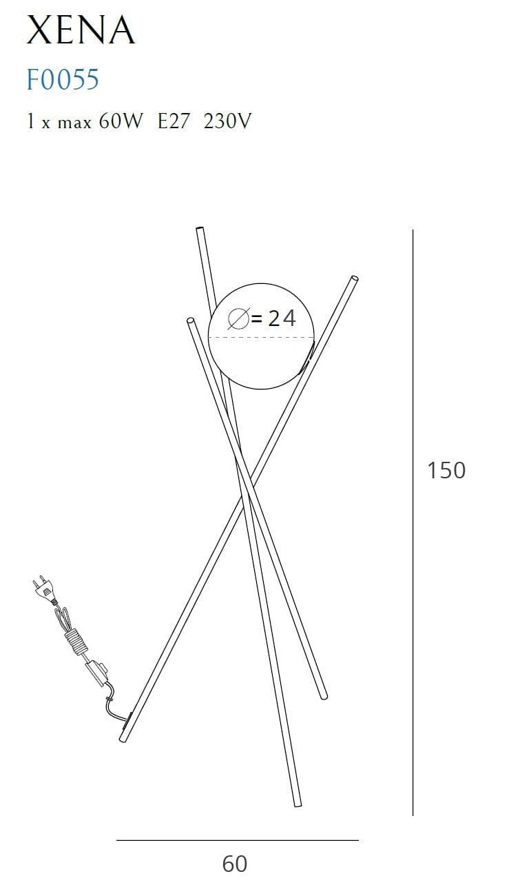 Maxlight Lampada da terra Xena F0055 Ottone