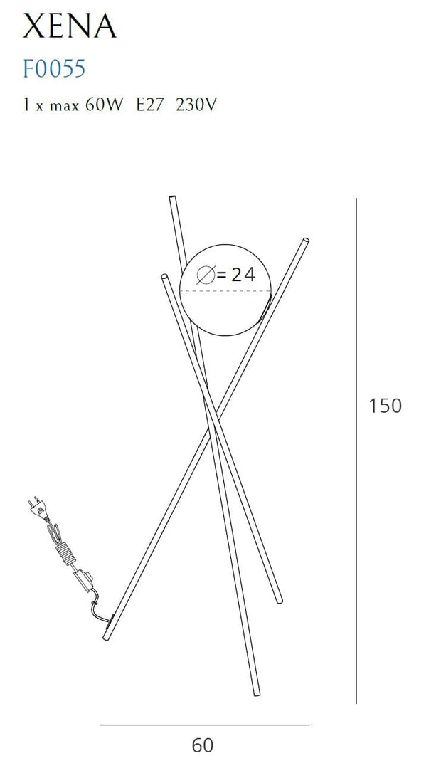 Maxlight Lampada da terra Xena F0055 Ottone