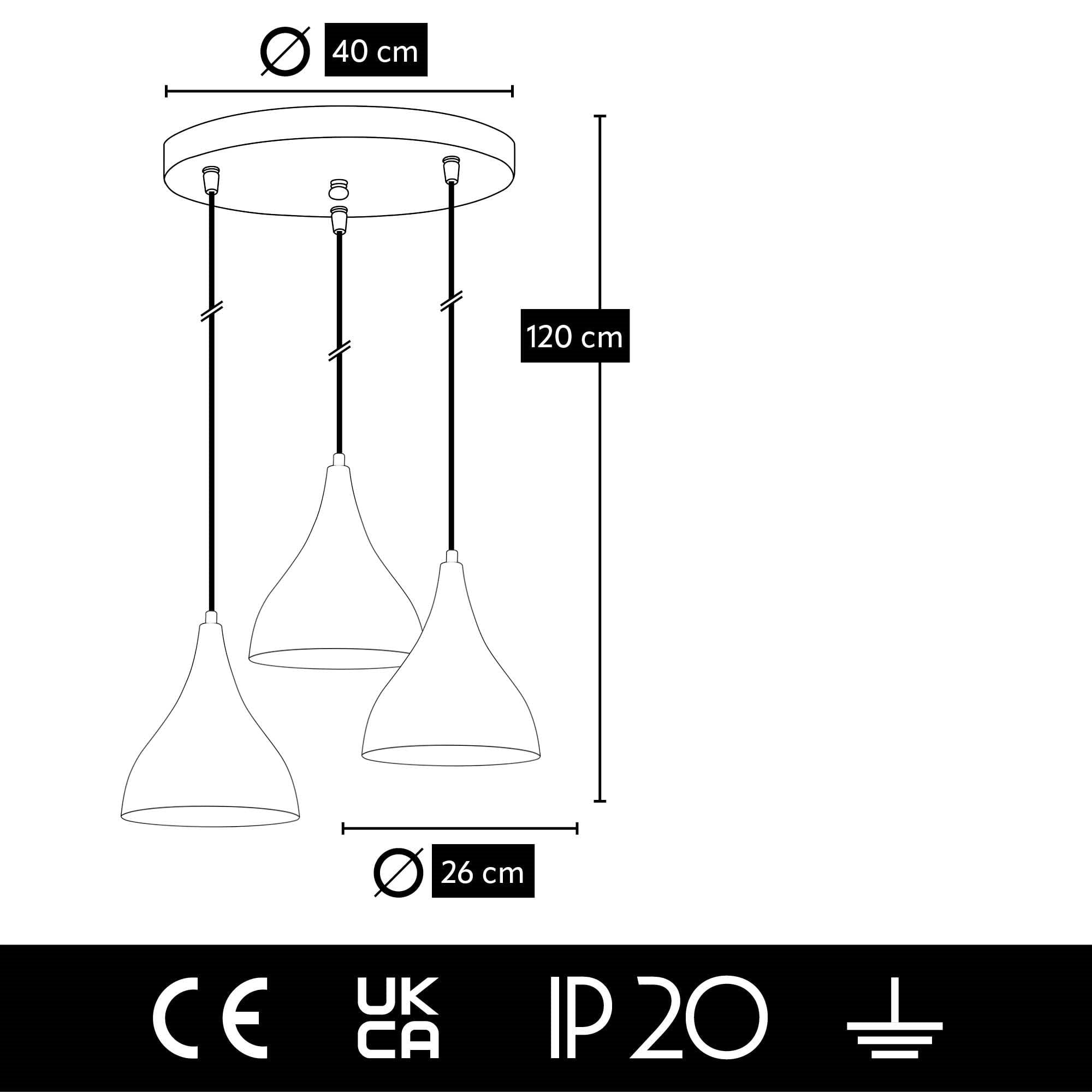 Oyo Lampada Damla Trio Asimetric Nero