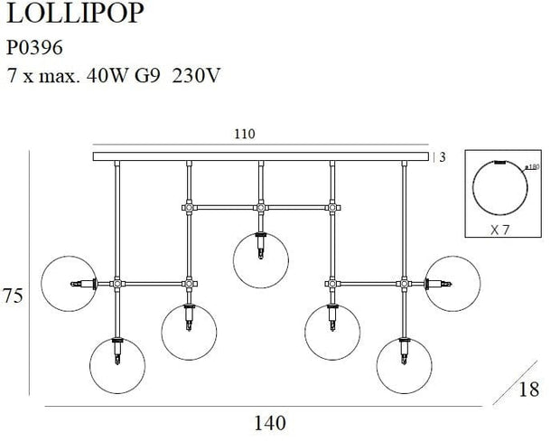 Maxlight Lampada Lollipop7 P0396 Nero