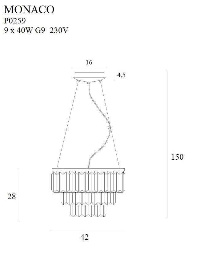 Maxlight Lampada Monaco P0259 Cromo