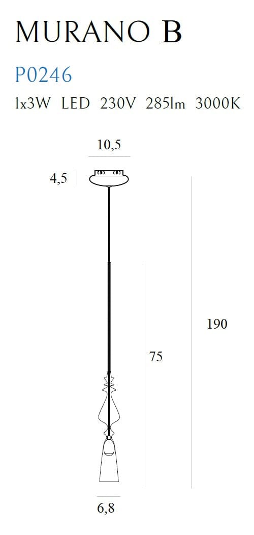 Maxlight Lampada Murano P0246 Cromo