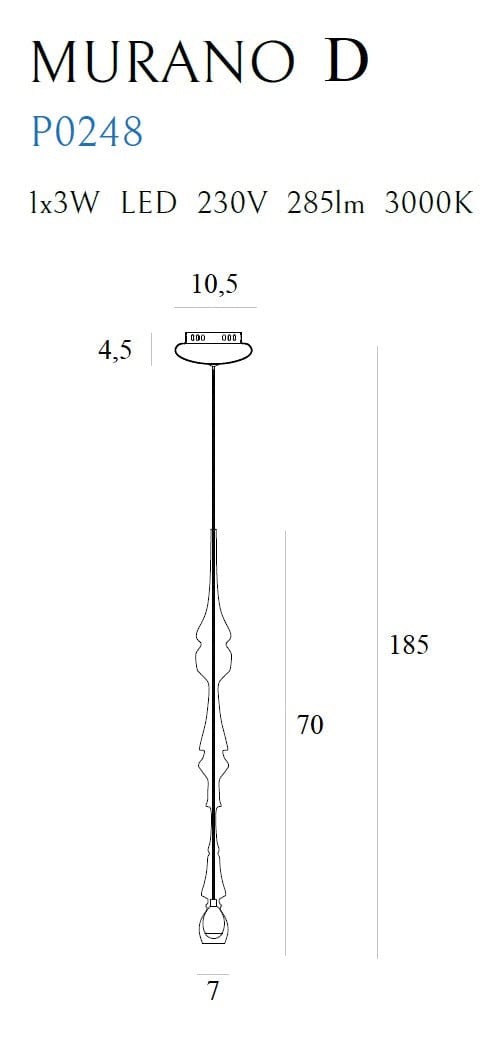 Maxlight Lampada Murano P0248 Cromo