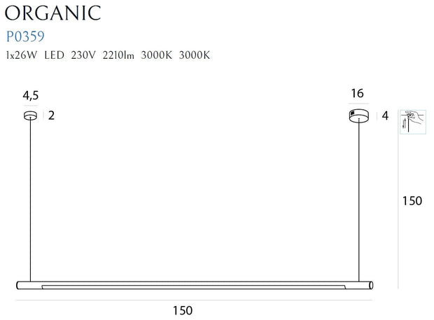 Maxlight Lampada Organic P0359 Cromo