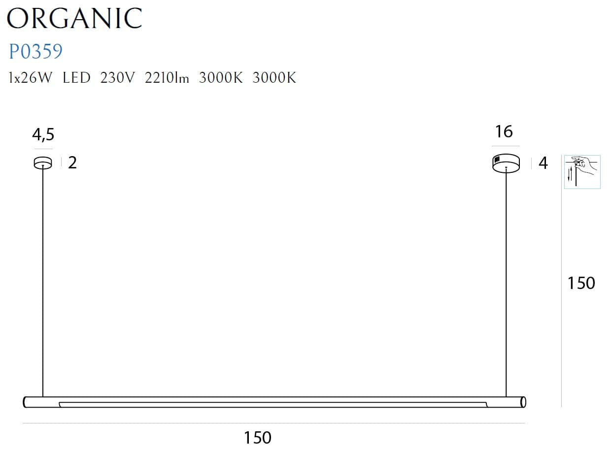 Maxlight Lampada Organic P0359D Cromo