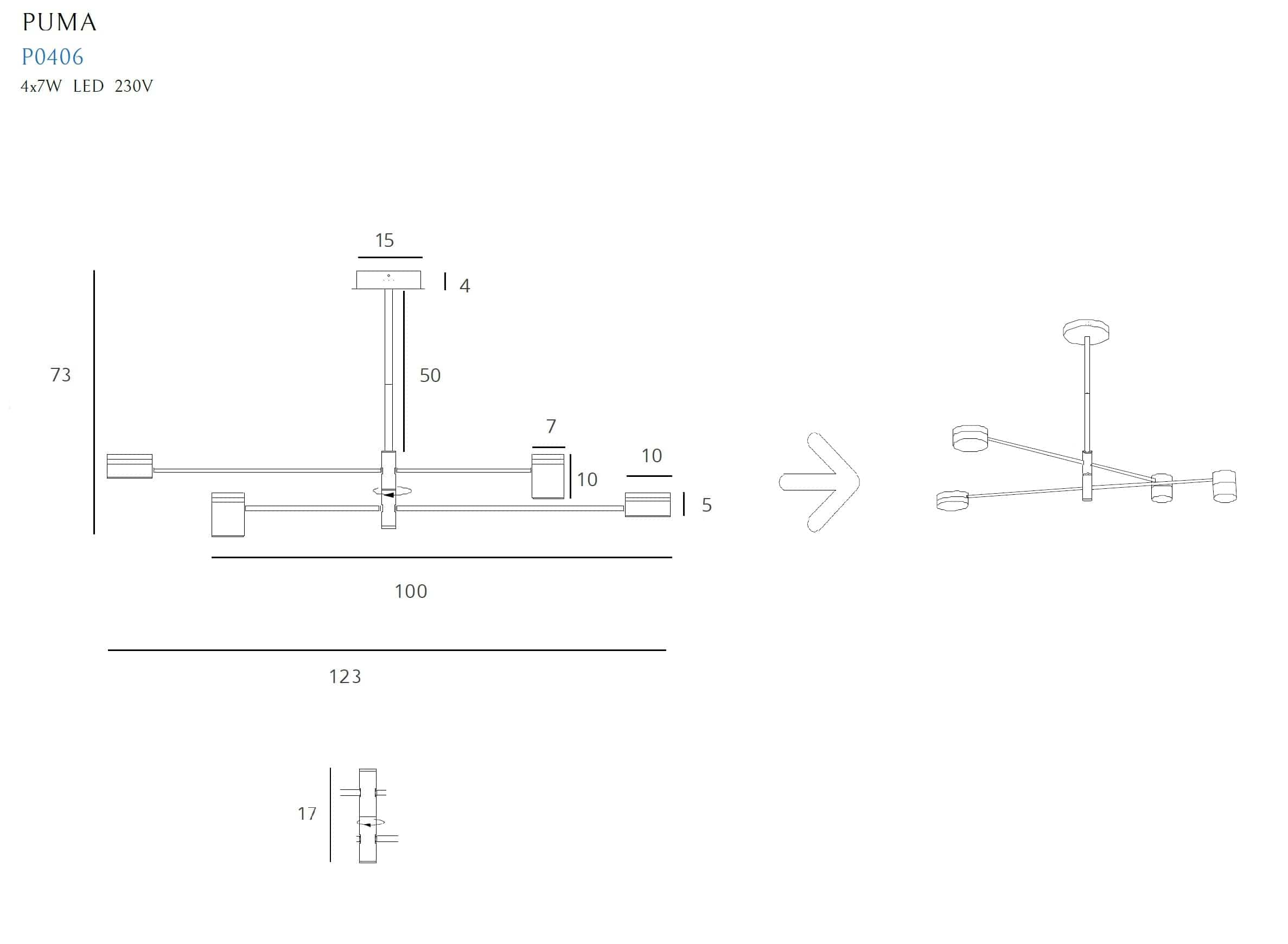 Maxlight Lampada Puma P0406 Naturale