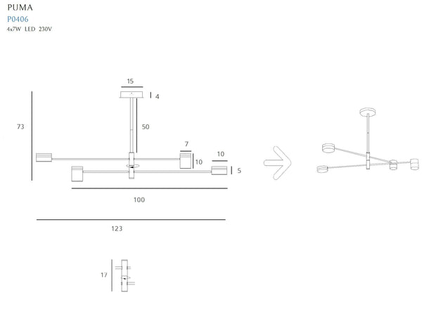 Maxlight Lampada Puma P0406 Naturale