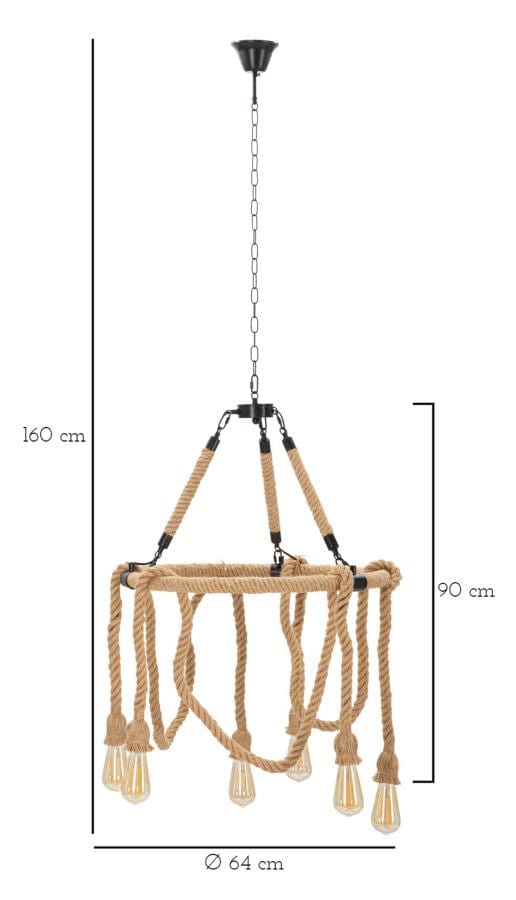 Mauro Ferretti Lampada Rope Circle Marrone
