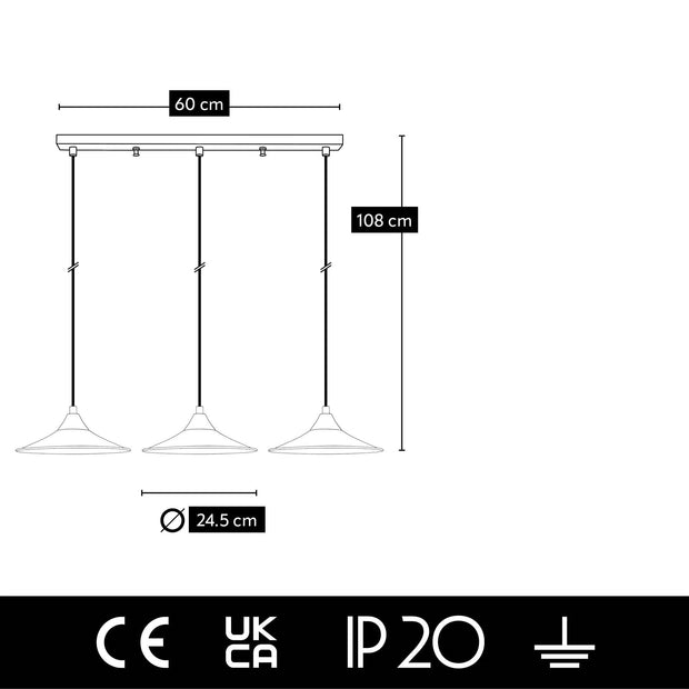 Oyo Lampada Rustik Trio Line Nero