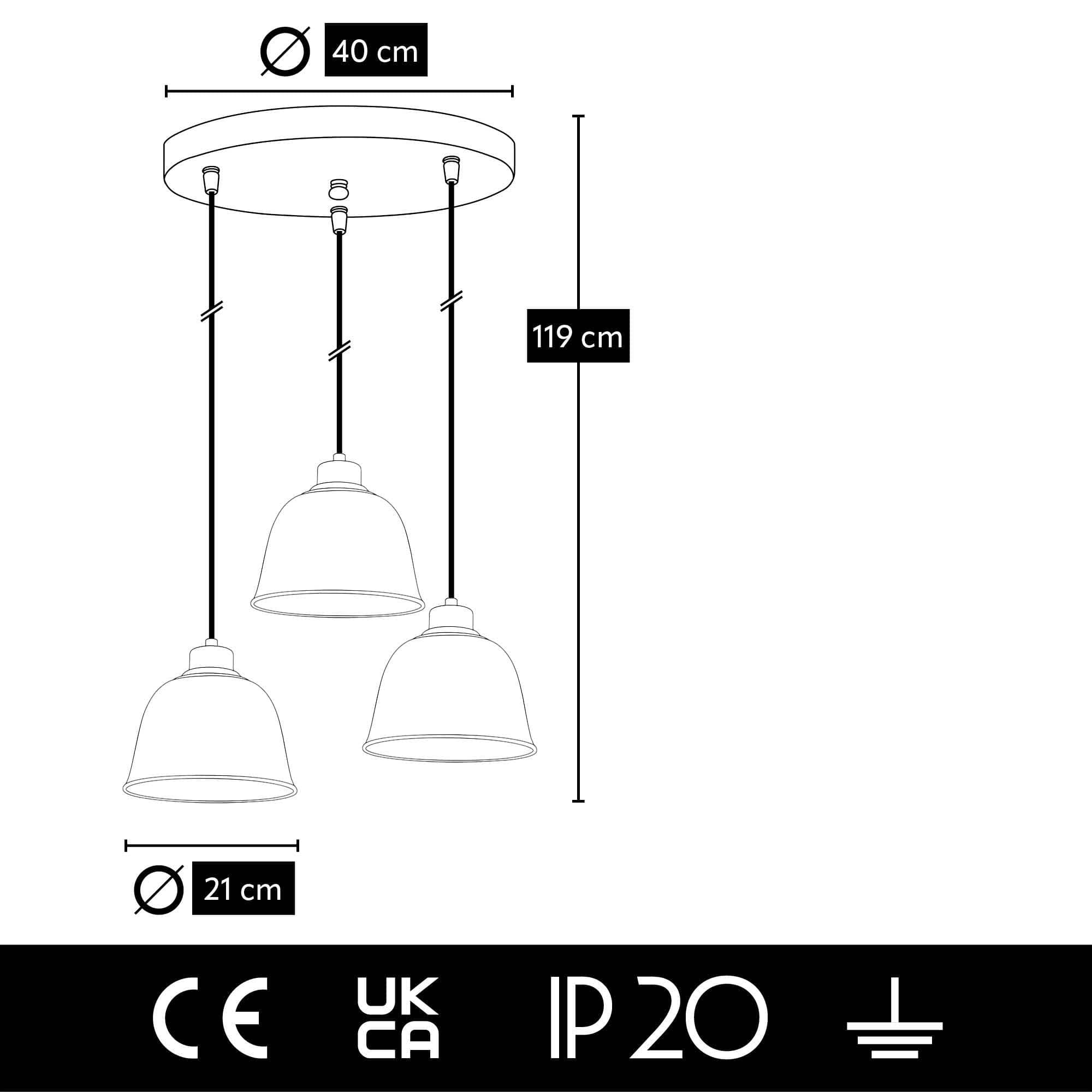 Oyo Lampada Topuz Trio Asimetric Nero