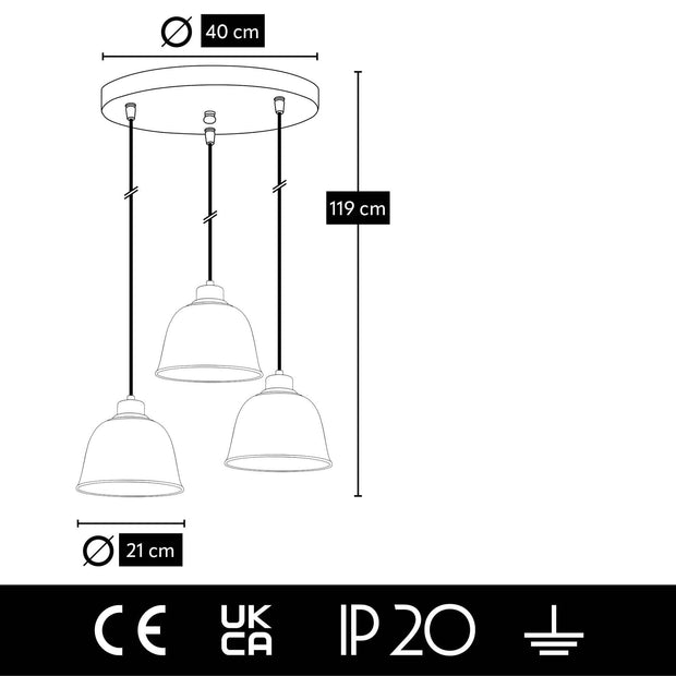 Oyo Lampada Topuz Trio Asimetric Nero