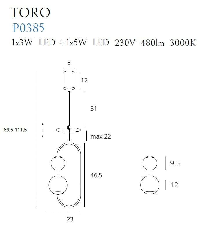 Maxlight Lampada Toro P0385 Oro
