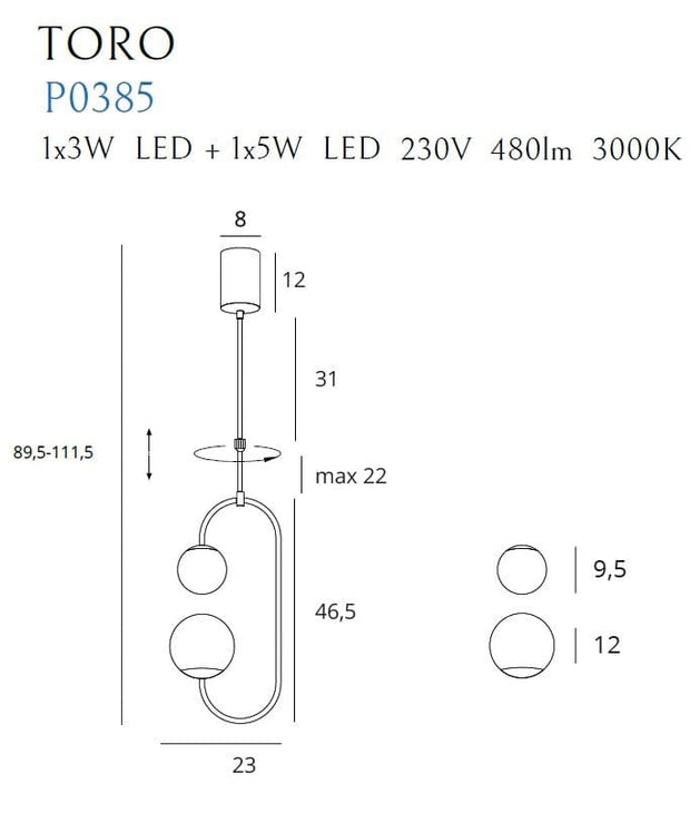 Maxlight Lampada Toro P0385 Oro