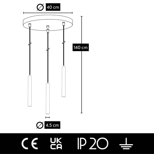 Oyo Lampada Tube Trio Asimetric Oro