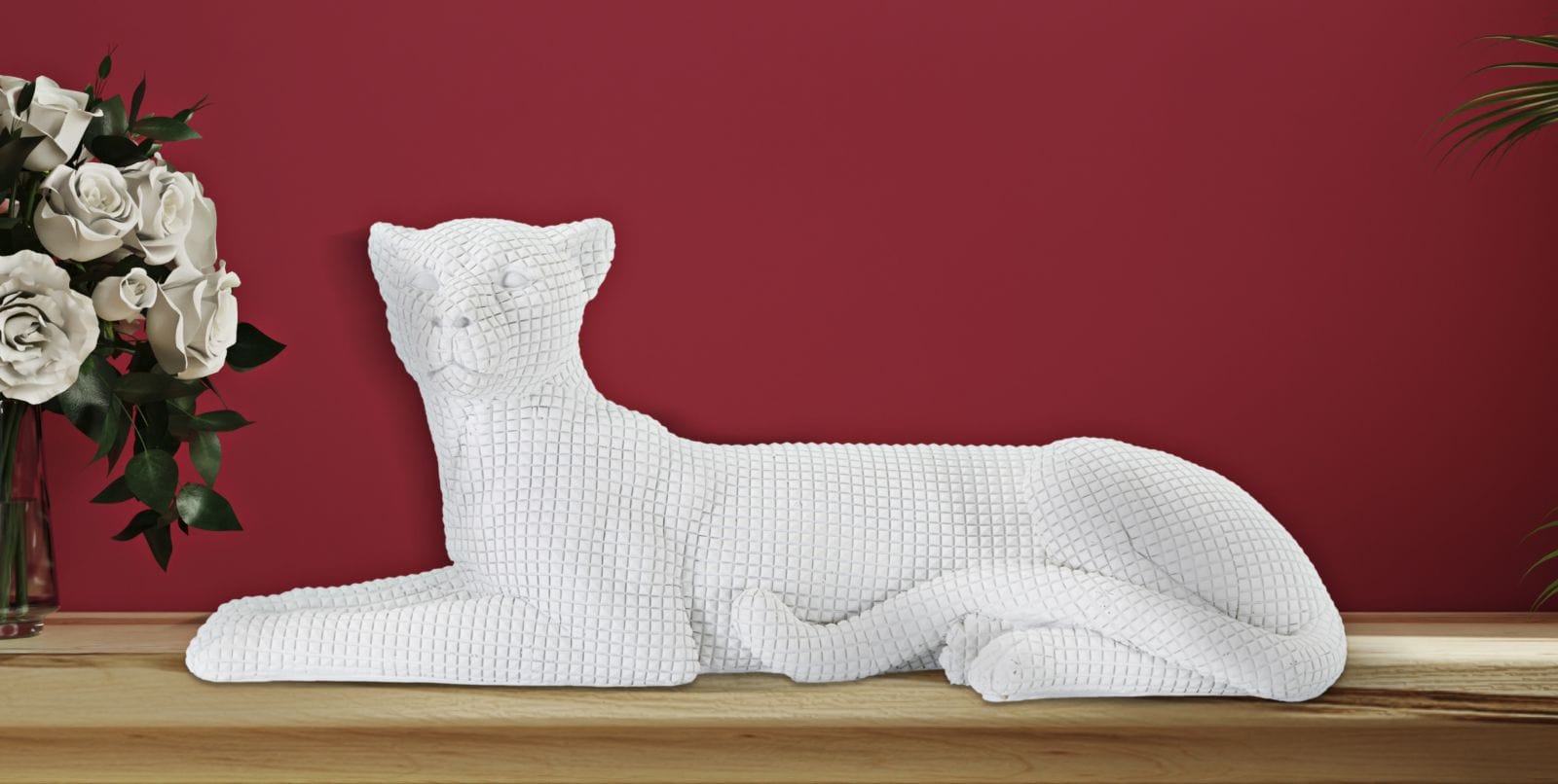 Leopardo Sdraiato Bianco cm 38x12,5x15,3 (5)
