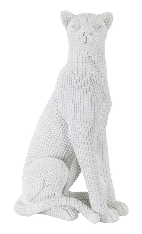 Leopardo Seduto Bianco cm 15x10x27