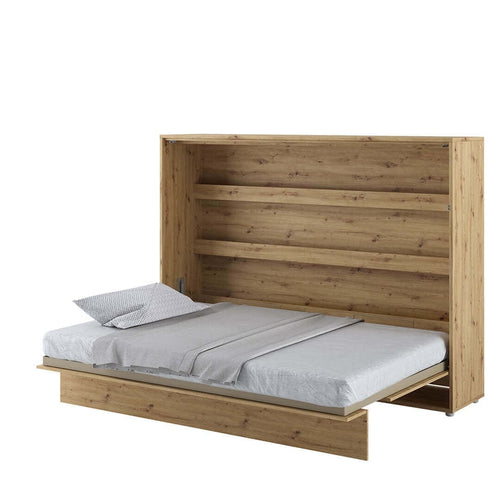 Letto a Scomparsa con meccanismo pneumatico Bed Concept Orizzontale Quercia, 140 x 200 cm