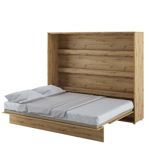 Letto a Scomparsa con meccanismo pneumatico Bed Concept Orizzontale Quercia, 160 x 200 cm