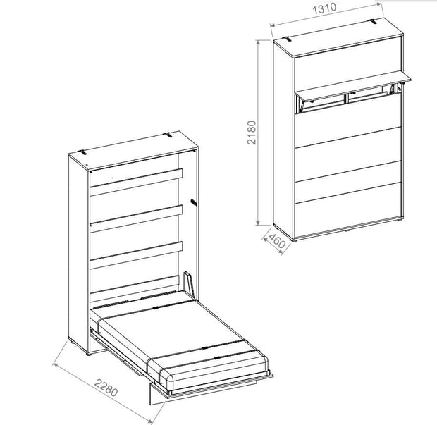 Letto a Scomparsa con meccanismo pneumatico Bed Concept Verticale Bianco Lucido, 120 x 200 cm (2)