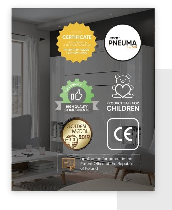 Letto a Scomparsa con meccanismo pneumatico Bed Concept Verticale Bianco Lucido, 120 x 200 cm (6)