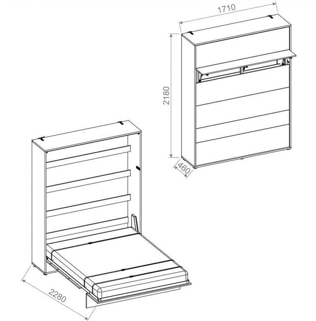 Letto a Scomparsa con meccanismo pneumatico Bed Concept Verticale Bianco Lucido, 160 x 200 cm (2)