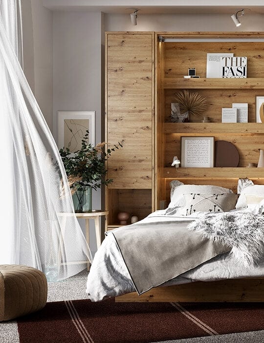 Letto a Scomparsa con meccanismo pneumatico Bed Concept Verticale Quercia, 140 x 200 cm (5)