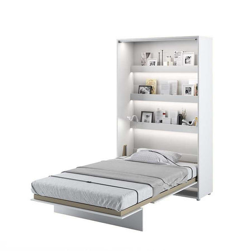Letto a Scomparsa con meccanismo pneumatico e illuminazione Bed Concept Verticale Bianco Opaco, 120 x 200 cm