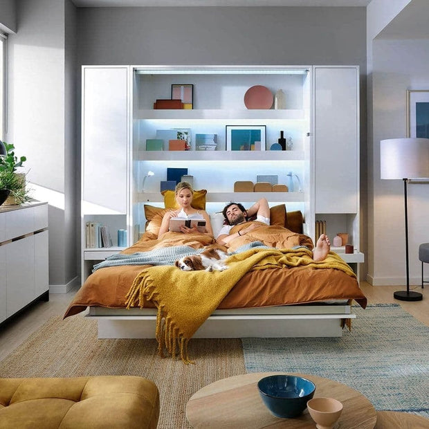 Letto a Scomparsa con meccanismo pneumatico e illuminazione Bed Concept Verticale Bianco Opaco, 140 x 200 cm (6)
