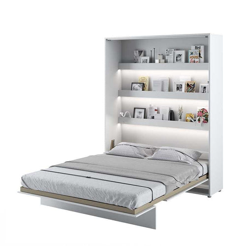 Letto a Scomparsa con meccanismo pneumatico e illuminazione Bed Concept Verticale Bianco Opaco, 160 x 200 cm