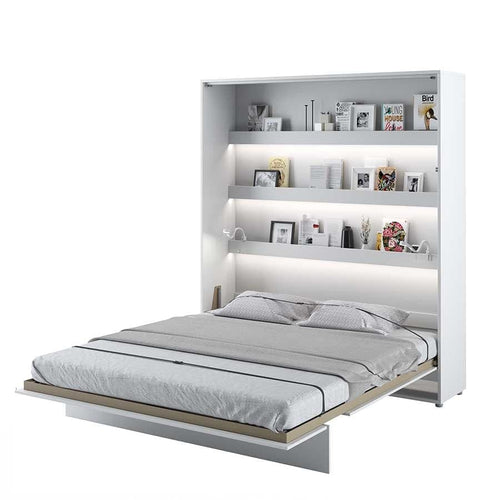Letto a Scomparsa con meccanismo pneumatico e illuminazione Bed Concept Verticale Bianco Opaco, 200 x 180 cm
